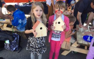 Turkstra Lumber Dundas Building Bird houses for Children in the Community.